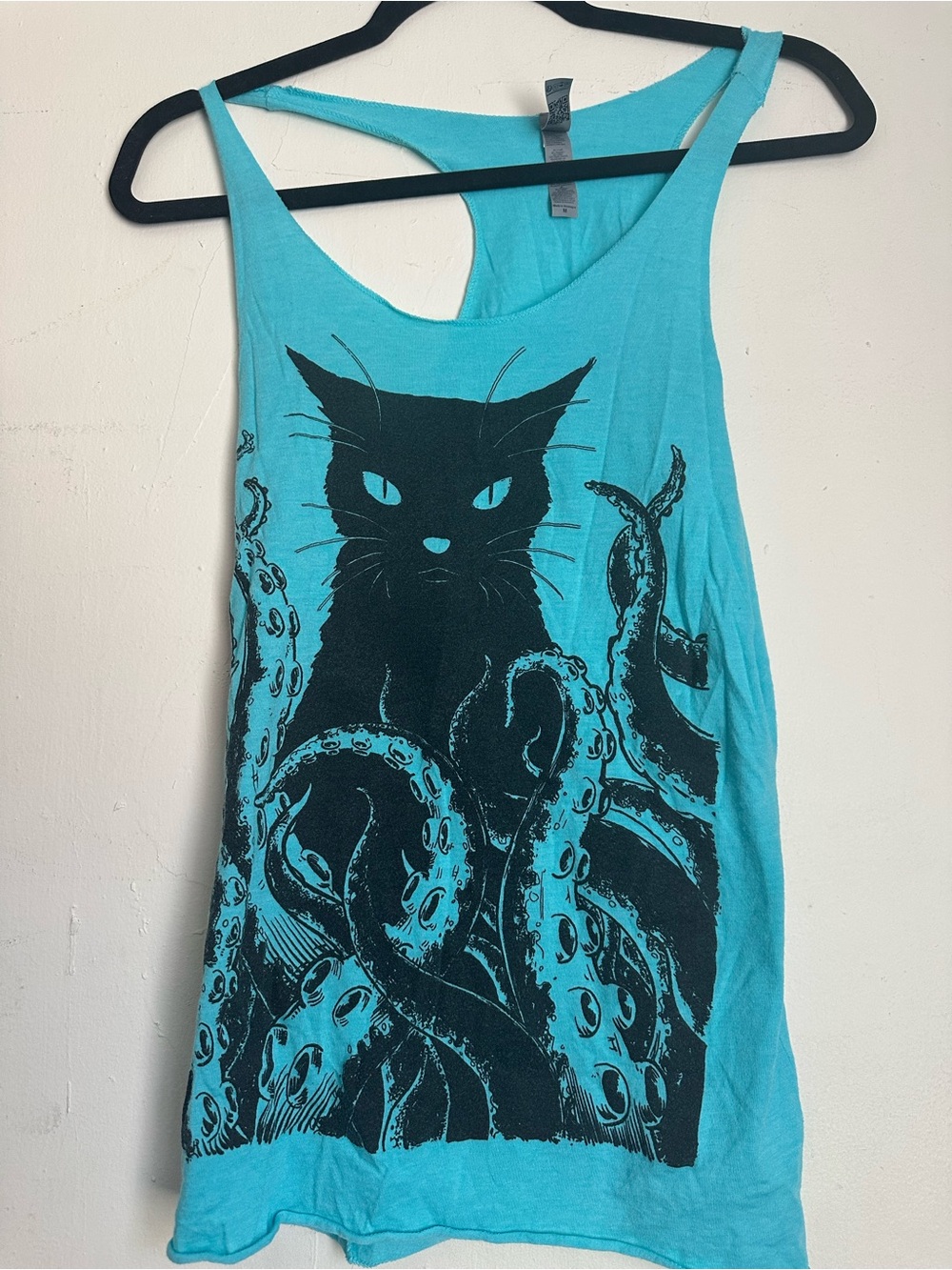 Unbranded Turquoise Cat & Tentacles Racerback Tank Top